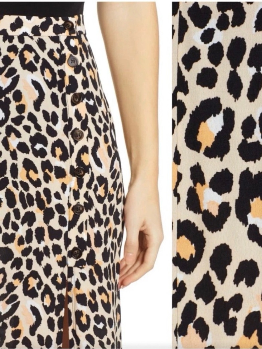 Astr The‎ Label Leopard Print Midi Skirt in Tan, Black and Cream - Picture 2 of 6